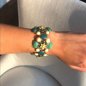 Beautiful Green / Blue / Ivory Statement Bracelet